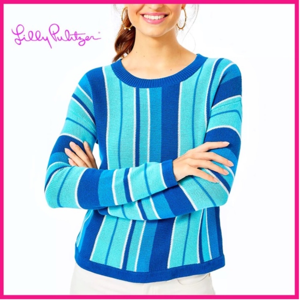 Lilly Pulitzer Daryn Round Neck Islan Jungle Multi Stripe Sweater